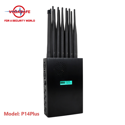 14 Antennas Handheld Phone Signal Jammer High Power For WiFi GPS Lojack
